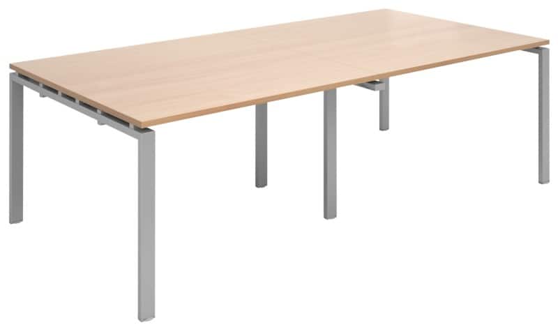 Dams International Rectangular Boardroom Table with Beech Coloured MFC & Aluminium Top and Silver Frame EBT2412-S-B 2400 x 1200 x 725 mm