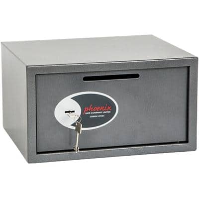 Phoenix Deposit Home & Office Size 3 Security Safe with Key Lock 34L Vela SS0803KD  250 x 450 x 365mm Metallic Graphite