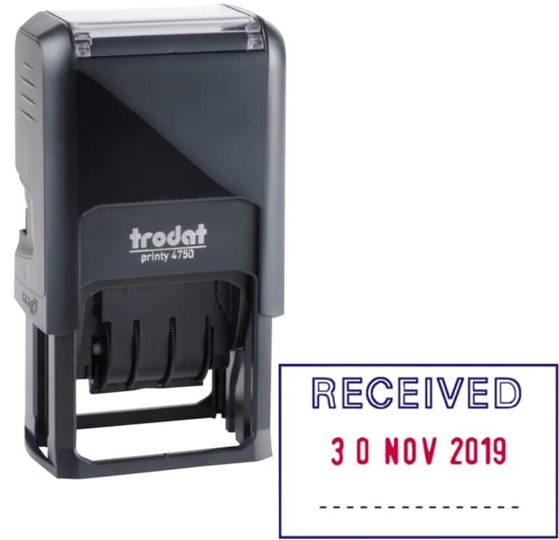 Trodat Printy 4750 Received + Date Self-Inking Stamp 41 x 24mm Black