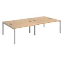 Dams International Rectangular Double Back to Back Desk with Oak Coloured Melamine Top and Silver Frame 4 Legs Connex 2800 x 1600 x 725mm