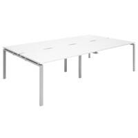 Dams International Rectangular Double Back to Back Desk with White Melamine Top and Silver Frame 4 Legs Adapt II 2800 x 1600 x 725 mm