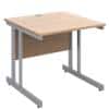 Rectangular Straight Desk with Beech Coloured MFC Top and Silver Frame Cantilever Legs Momento 800 x 800 x 725 mm
