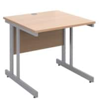 Rectangular Straight Desk with Beech Coloured MFC Top and Silver Frame Cantilever Legs Momento 800 x 800 x 725 mm
