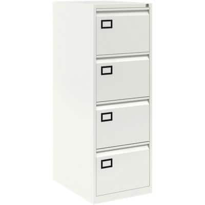 Bisley Steel Filing Cabinet with 4 Lockable Drawers 470 x 622 x 1,321 mm Chalk