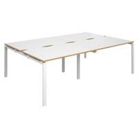 Dams International Rectangular Double Back to Back Desk with White Melamine Top, Oak Edging and White Frame 4 Legs Adapt II 2400 x 1600 x 725 mm