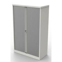 Bisley Tambour Cupboard Lockable with 3 Shelves Steel Essentials 1000 x 470 x 1570mm White