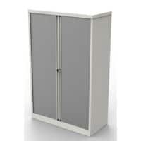 Bisley Tambour Cupboard Lockable with 3 Shelves Steel Essentials 1000 x 470 x 1570mm White