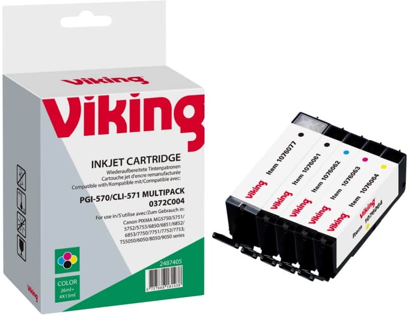 Viking PGI-570/CLI-571 Compatible Canon Ink Cartridge Black, Cyan, Magenta, Yellow Pack of 5 Multipack