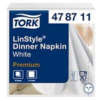 Tork LinStyle Premium White Dinner Napkins 1/4 Fold 1-ply 39 cm x 39 cm 50 Sheets Pack of 12