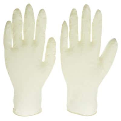 Gloves Disposable Latex Powdered Size M White Pack of 100