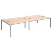 Rectangular Double Back to Back Desk with Beech Coloured Melamine & Steel Top and Silver Frame 6 Legs Connex 3200 x 1600 x 725 mm