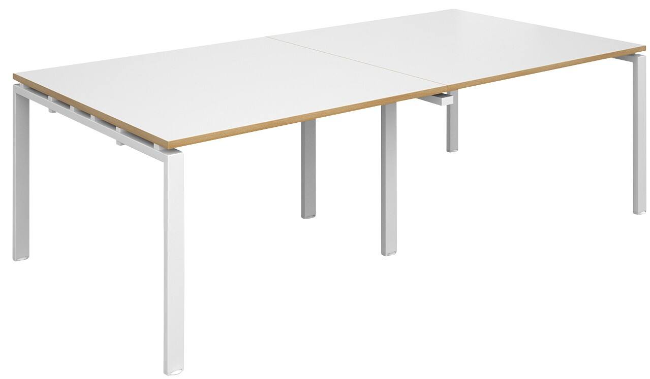 Dams International Rectangular Boardroom Table with White/Oak Edge Coloured MFC & Aluminium Top and White Frame EBT2412-WH-WO 2400 x 1200 x 725 mm
