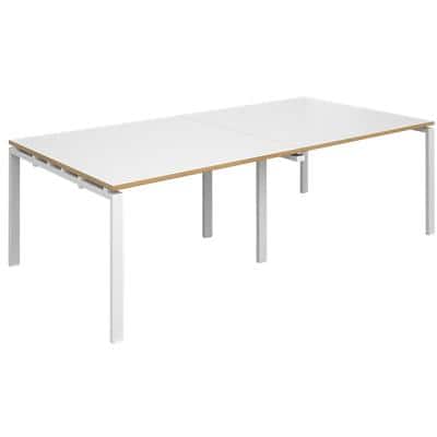 Dams International Rectangular Boardroom Table with White/Oak Edge Coloured MFC & Aluminium Top and White Frame EBT2412-WH-WO 2400 x 1200 x 725 mm