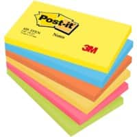 Post-it Sticky Notes 127 x 76 mm Energetic Assorted Colours 6 Pads of 100 Sheets