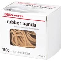 Office Depot Rubber Bands 1.5 x 120mm 80mm Natural Soft and flexible Box of 100g