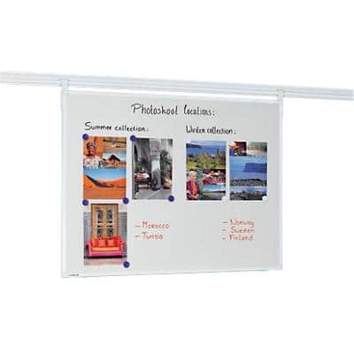 Legamaster Wall Mountable Magnetic Whiteboard Rail System Enamel Legaline 100 x 150 cm
