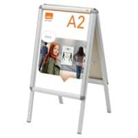 Nobo Premium Plus Freestanding Snap Pavement Sign 1902207 A2 Aluminium Silver 47.5 x 89 cm