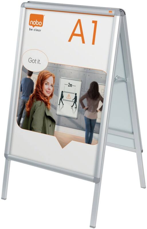 Nobo Premium Plus Pavement Sign Freestanding A1 Aluminium, PVC (Polyvinyl Chloride) Silver Water resistant, Weather proof