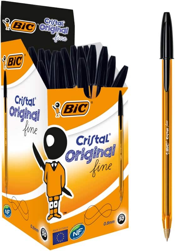 BIC Cristal Original Fine Ballpoint Pen Black 0.3 mm Fine Ballpoint Pack of 50