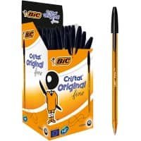 BIC Cristal Original Fine Ballpoint Pen Fine 0.3 mm Black Non Refillable Pack of 50