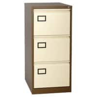 Bisley Steel Filing Cabinet with 3 Lockable Drawers 470 x 622 x 1,016 mm Brown, Cream