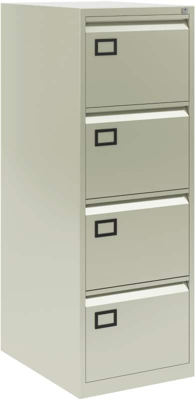 Bisley aoc steel filing cabinet 4 drawers lockable 470 x 622 x 1,312 mm grey