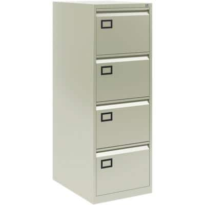 Bisley Filing Cabinet 4 Drawer Steel Lockable Grey 1312 X 470 X