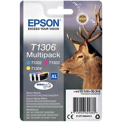 Epson T1306 Original Ink Cartridge C13T13064012 Cyan, Magenta, Yellow Pack of 3 Multipack