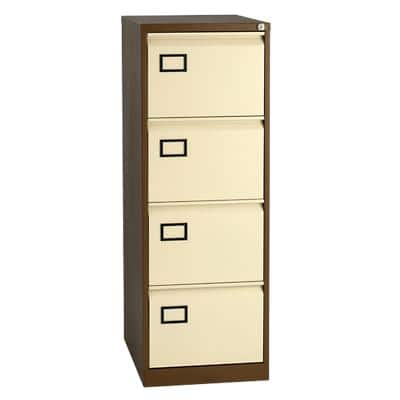 Bisley Steel Filing Cabinet with 4 Lockable Drawers 470 x 622 x 1,312 mm Brown, Cream