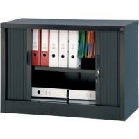 Realspace Tambour Cupboard Lockable with 1 Shelf Steel 1000 x 450 x 700mm Black