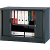 Realspace Tambour Cupboard Lockable with 1 Shelf Steel 1000 x 450 x 700mm Black