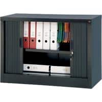 Realspace Tambour Cupboard Lockable with 1 Shelf Steel 1000 x 450 x 700mm Black