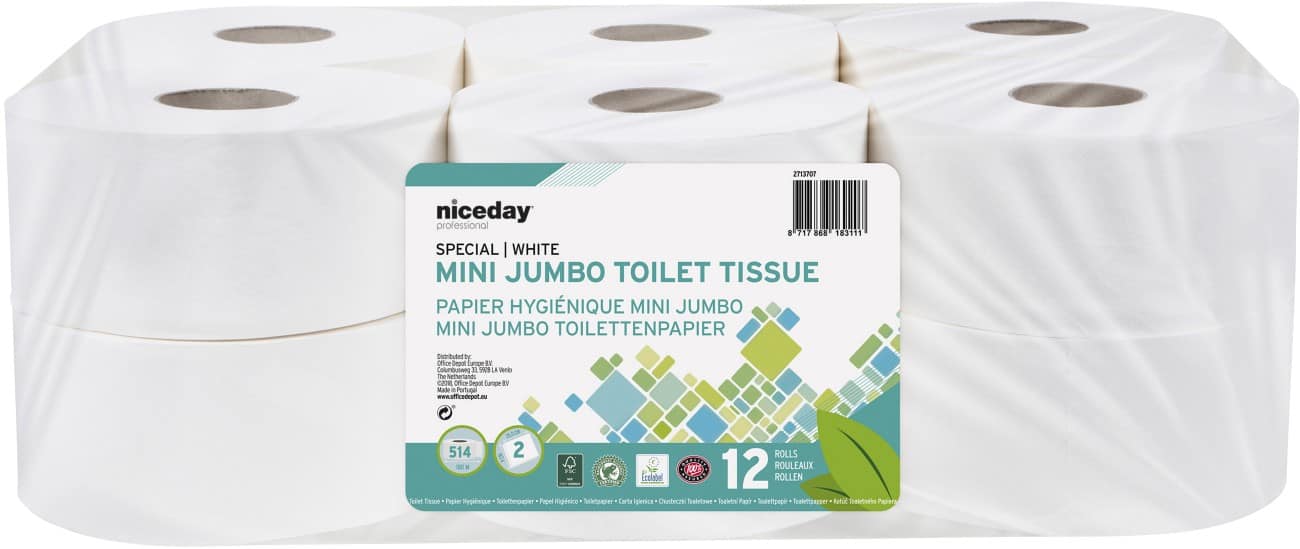 Niceday Professional 2 Ply Toilet Rolls Standard 12 Rolls of 557 Sheets