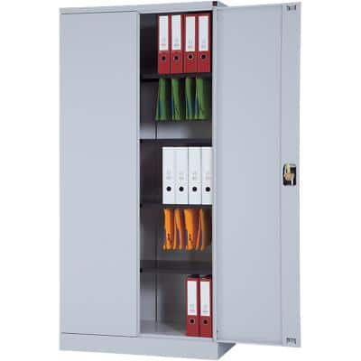 Realspace Regular Door Cupboard Lockable with 4 Shelves Steel High 920 x 420 x 1950mm Grey