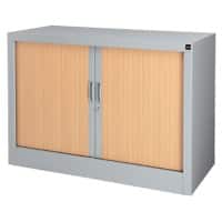 Realspace Tambour Cupboard Lockable with 1 Shelf Steel 1000 x 450 x 700mm Silver & Beech