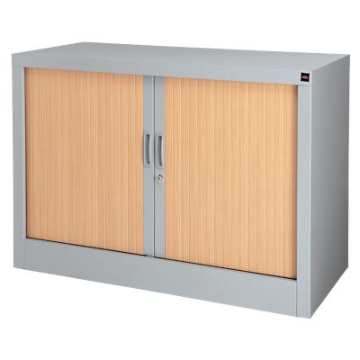 Realspace Tambour Cupboard Lockable with 1 Shelf Steel 1000 x 450 x 700mm Beech, Silver