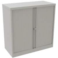 Bisley Tambour Cupboard Lockable with 1 Shelf Steel Essentials 1000 x 470 x 1000mm Grey