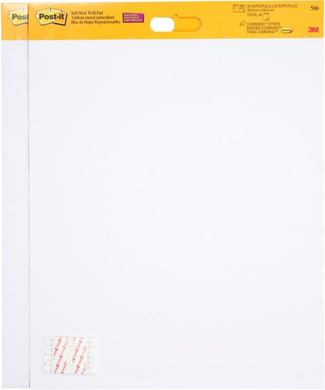 Post-it Super Sticky Flipchart Pad Plain Not perforated 5.1 x 58 cm White 20 Sheets Pack of 2