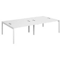 Dams International Rectangular Double Back to Back Desk with White Melamine Top and White Frame 4 Legs Connex 2800 x 1600 x 725mm