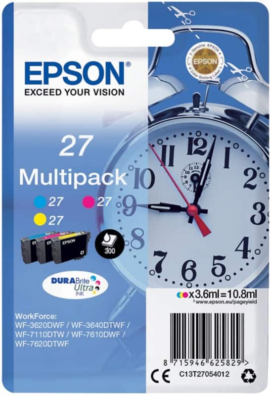 Epson 27 Original Ink Cartridge C13T27054012 Cyan, Magenta, Yellow Multipack Pack of 3