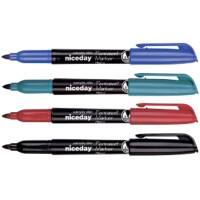Niceday PBM1.0 Permanent Marker Medium Bullet 1 mm Assorted Waterproof Pack of 4