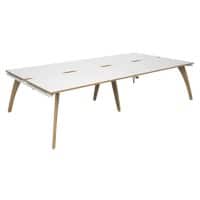 Dams International Rectangular Double Back to Back Desk with White Melamine Top, Oak Edging and White Frame 4 Solid Oak Legs Fuze 3200 x 1600 x 725 mm