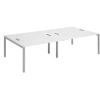 Dams International Rectangular Double Back to Back Desk with White Melamine Top and Silver Frame 4 Legs Connex 2800 x 1600 x 725mm