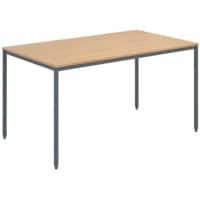 Dams International Rectangular Meeting Room Table with Oak Coloured MFC Top and Graphite Frame Flexi 1400 x 800 x 725 mm