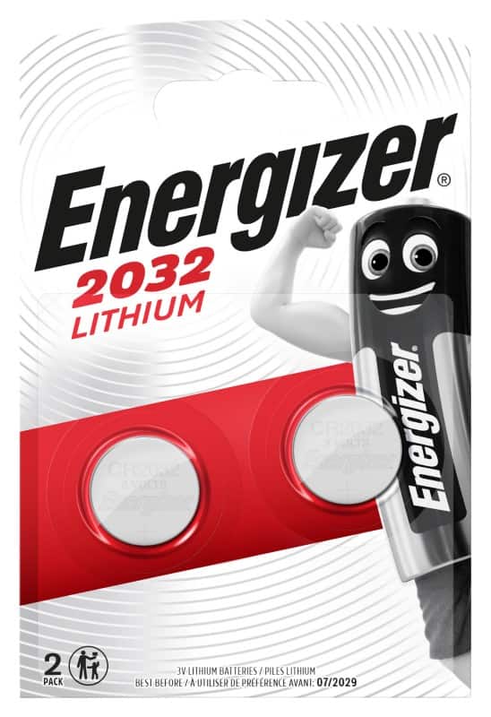 Energizer Button Cell Batteries CR2032 3V Lithium Pack of 2