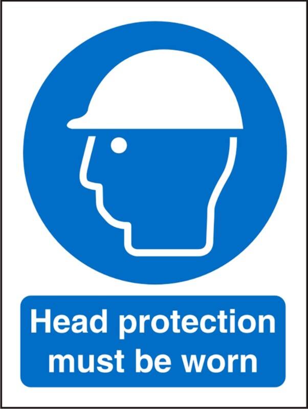 Mandatory Sign Head Protection Adhesive Vinyl 30 x 20 cm