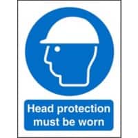Mandatory Sign Head Protection Adhesive Vinyl 30 x 20 cm