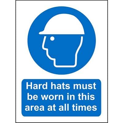 Mandatory Sign Hard Hats in Area At All Times Vinyl 20 x 15 cm