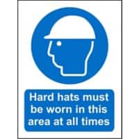 Mandatory Sign Hard Hats in Area At All Times Plastic 30 x 20 cm