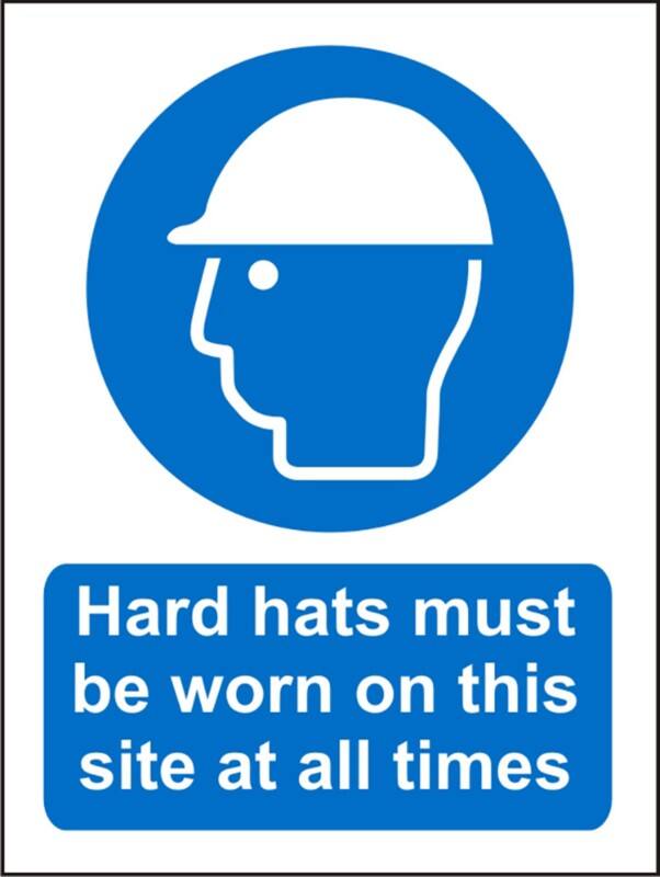 Mandatory Sign Hard Hats Adhesive Vinyl 30 x 20 cm